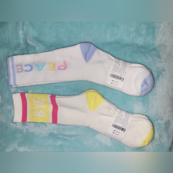 🆕️ Janie And Jack Ladies Crew Sock Bundle White Pastel Double Stripe Retro Look - Picture 7 of 9